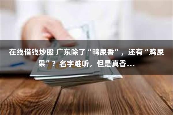 在线借钱炒股 广东除了“鸭屎香”，还有“鸡屎果”？名字难听，但是真香…